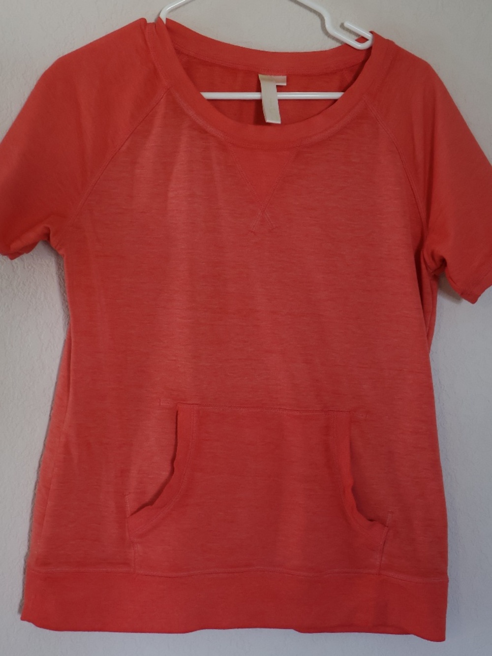Green Tea sz L women's Coral orange shirt with kangaroo pocket